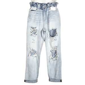 KANCAN Darel Ultra High Rise Paperbag Mom Jeans Distressed NWT